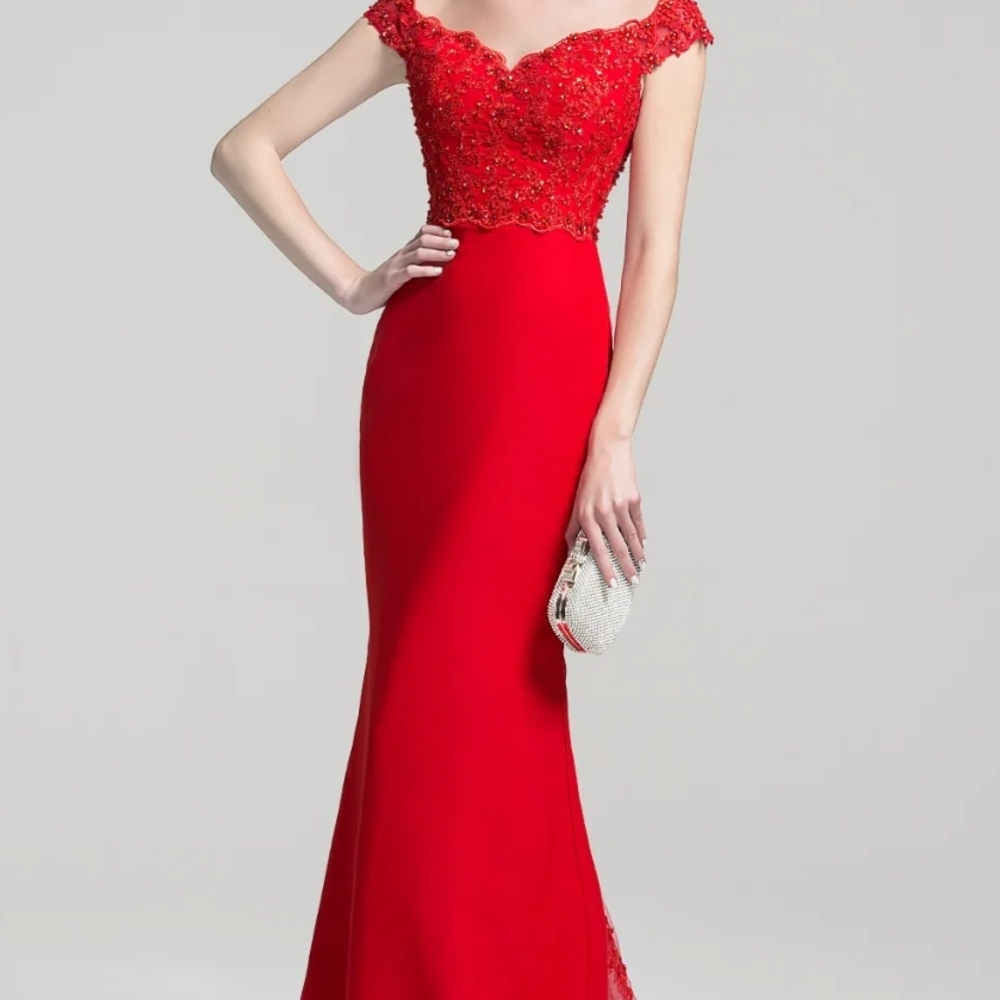 Elegant Red Lace Evening Gown (Prom or Special Occasion)